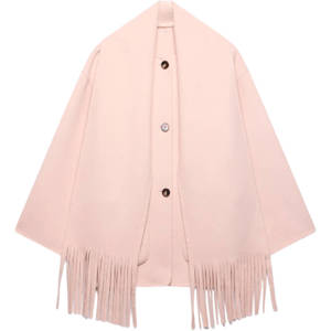 Mint Velvet Pink Fringed Scarf Coat